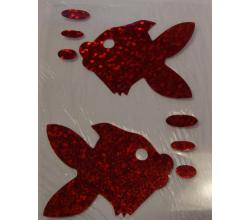 2 Buegelpailletten Fische hologramm rot